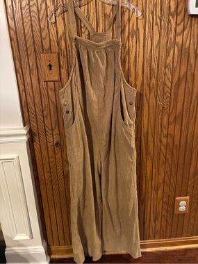 Amazon Corduroy Wide-Leg Jumpsuit in Tan